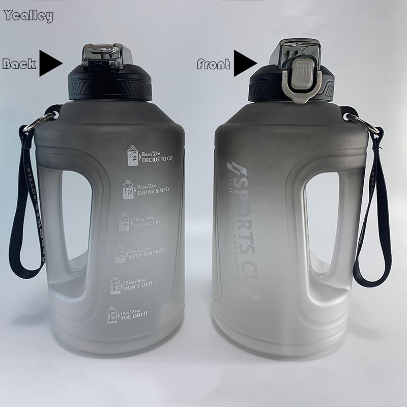 YCALLEY Sport Water Bottle Reminder Silicone Sith Straw Waterbottle Items Fitness Big Bottles 1500ML / 2300ML / 3800ML Sport
